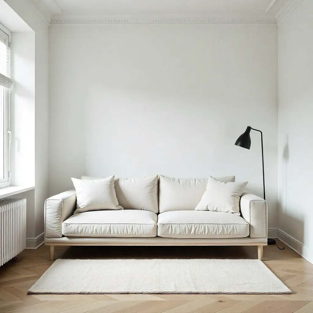 Minimalist living space with natural light